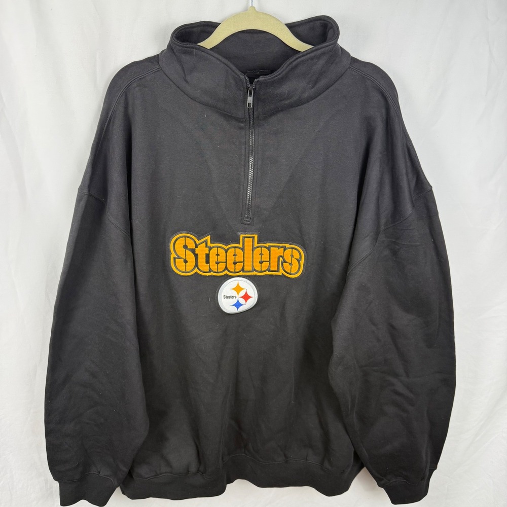 NEW Steelers NFL Team Apparel Men's Black High Neck Quarter Zip Sweatshirt 3XL